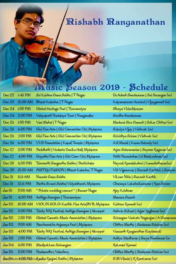 Rishabh DEC 2019 JAN 2020 Season Schedule FINAL